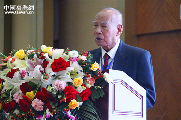 黃埔軍校同學會會長林上元出席論壇並致辭。（中國臺灣網 郜利敏 攝）