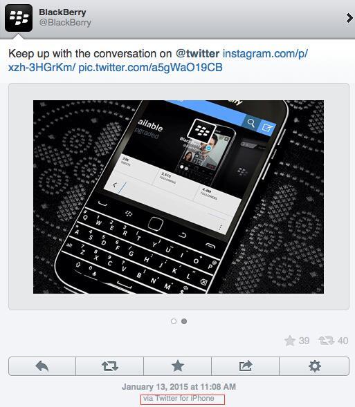黑莓又被打臉:推特官方賬號竟用iPhone發帖
