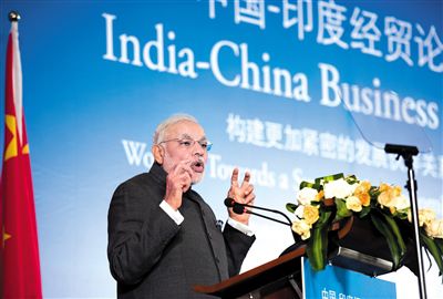 昨日，印度總理莫迪在上海出席“中國-印度經貿論壇”並發表講話。