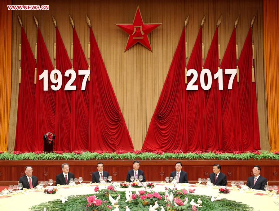 President Xi attends reception for founding anniversary of PLA President Xi attends reception for founding anniversary of PLA