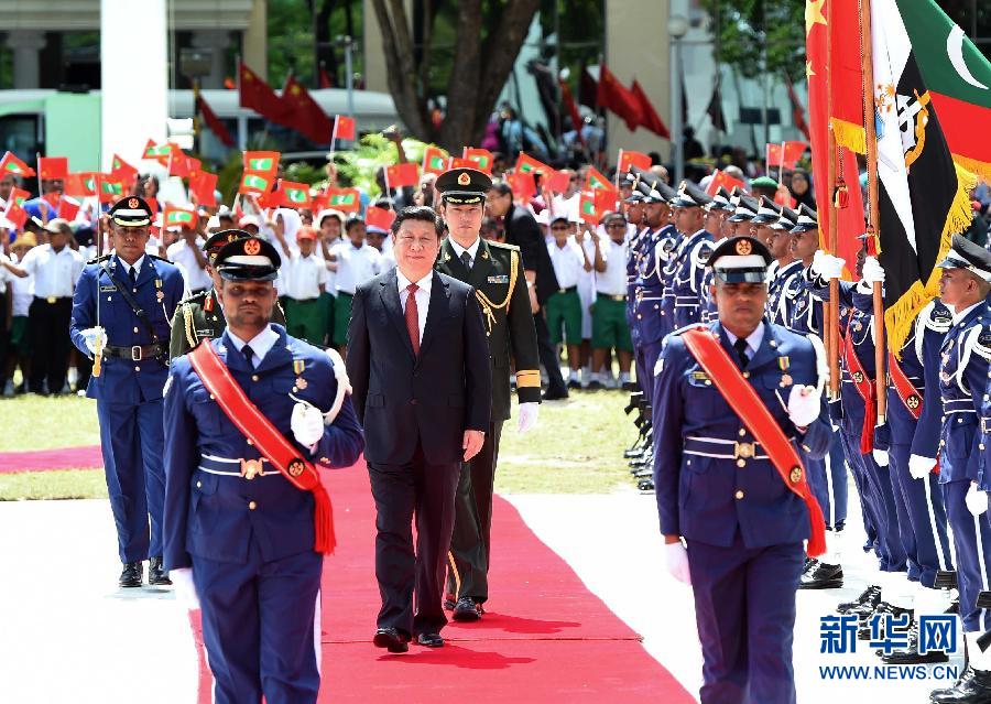 9月15日,國家主席習近平同馬爾代夫總統亞明在馬累舉行會談。 9月15日,國家主席習近平同馬爾代夫總統亞明在馬累舉行會談。